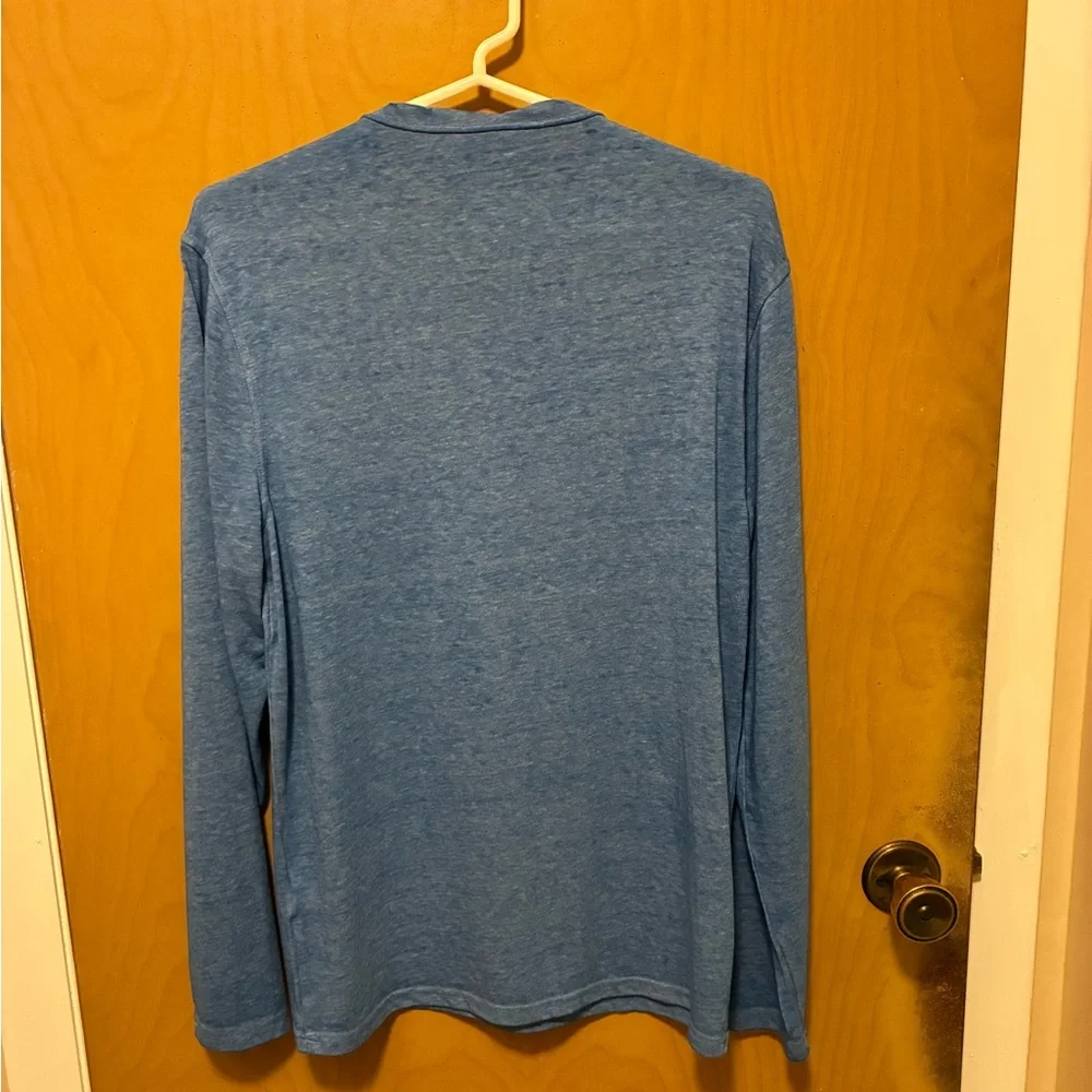 NWT Lucky Brand Mens Heather Blue Venice Burnout Notch Neck Long Sleeve Size S - Picture 6 of 13